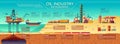 Vector oil industry infographics Offshore platform Royalty Free Stock Photo