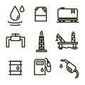 Vector Oil and petrol industry objects icons set Royalty Free Stock Photo