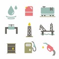 Vector Oil and petrol industry objects icons set Royalty Free Stock Photo