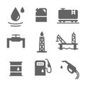 Vector Oil and petrol industry objects icons set Royalty Free Stock Photo