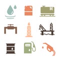 Vector Oil and petrol industry objects icons set Royalty Free Stock Photo