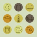 Vector Oil and petrol industry objects icons set Royalty Free Stock Photo