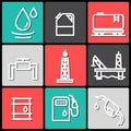 Vector Oil and petrol industry objects icons set Royalty Free Stock Photo