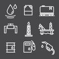 Vector Oil and petrol industry objects icons set Royalty Free Stock Photo