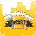 Vector oktoberfest hand drawn label on beer background.Vintage graphic octoberfest poster, flyer or banner design Royalty Free Stock Photo
