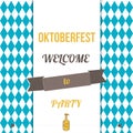 Vector Oktoberfest poster with Bavarian flag in