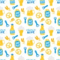 Vector Oktoberfest seamless pattern beer fast illustration