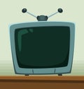 Vector old cartoon common typical television template with antenna Royalty Free Stock Photo