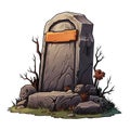 vector old cemetery, gravestone and headstone. RIP tombstone vector illustration on white background Royalty Free Stock Photo