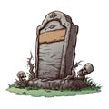 vector old cemetery, gravestone and headstone. RIP tombstone vector illustration on white background Royalty Free Stock Photo