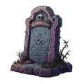 vector old cemetery, gravestone and headstone. RIP tombstone with skeleton vector illustration on white background Royalty Free Stock Photo