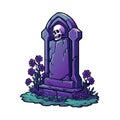 vector old cemetery, gravestone and headstone. RIP tombstone with skeleton vector illustration on white background Royalty Free Stock Photo