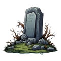 vector old cemetery, gravestone and headstone. RIP tombstone vector illustration on white background Royalty Free Stock Photo