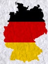 Vector old crumpled paper with watercolor painting of Germany flag and map Royalty Free Stock Photo