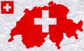 Vector old crumpled paper with watercolor painting of Switzerland flag and map Royalty Free Stock Photo