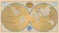 Vector of old globe, map of world with new discoveries of 1799 Royalty Free Stock Photo