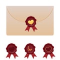 Vector old love envelope with seal versions
