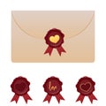 Vector old love envelope with seal versions Royalty Free Stock Photo