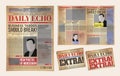Vector old daily newspaper template, tabloid, layout posting reportage Royalty Free Stock Photo