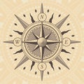 Vector oldstyle wind rose compass Royalty Free Stock Photo