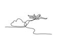 Vector one line plane and cloud