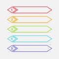 Vector One Two Three Four Five steps, progress or ranking banners with colorful tags.