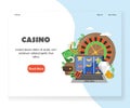 Vector online casino website landing page design template Royalty Free Stock Photo