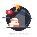 Online learning, distance education vector illustration on white background Royalty Free Stock Photo