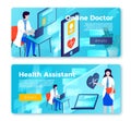 Vector online health consulting banner templates