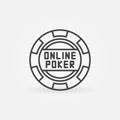 Vector Online Poker Chip outline concept icon
