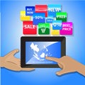 Vector - online shopping concept - tablet and techology icons Royalty Free Stock Photo