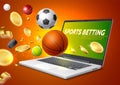 Vector online sports betting mobile app laptop Royalty Free Stock Photo