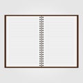 Vector open blank notebook and reminder note. Royalty Free Stock Photo