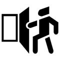 Vector open door icon. The basic black exit symbol