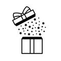 Vector of open gift box icon, Simple outline flat design isolated on white background.