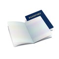Vector open international passport template with clean pages