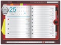 Vector open personal organizer template
