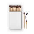 Vector Opened Blank Box Of Brown Matches with Burned Match Top View on Background Royalty Free Stock Photo