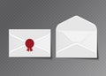 Vector opened and closed white envelopes. Isolated on transparent background mockup template, advertisement, invitation cards or Royalty Free Stock Photo