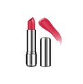 Vector opened lipstick tube template set. Lip cream, silver realistic packaging. Lip gloss color swatch
