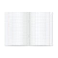 Vector opened realistic graph or quad ruled school copybook with red margins