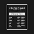 Vector Opening Times Rectangle Design