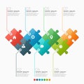 Vector 7 options infographic template with puzzle sections Royalty Free Stock Photo