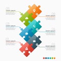 Vector 6 options infographic template with puzzle sections
