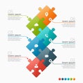 Vector 6 options infographic template with puzzle sections Royalty Free Stock Photo