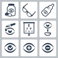 Vector optometry icons set Royalty Free Stock Photo