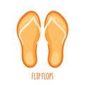 Vector Orange beach sneakers or flip flops icon in flat style isolated on white background Royalty Free Stock Photo