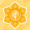 Swadhisthana icon. the second sacral chakra. Vector orange circle. Meditation sign