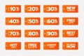 Vector orange discount tags, sale, simple design, big sale, best seller, new arrival - Vector