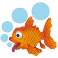 Vector orange fish with bubbles